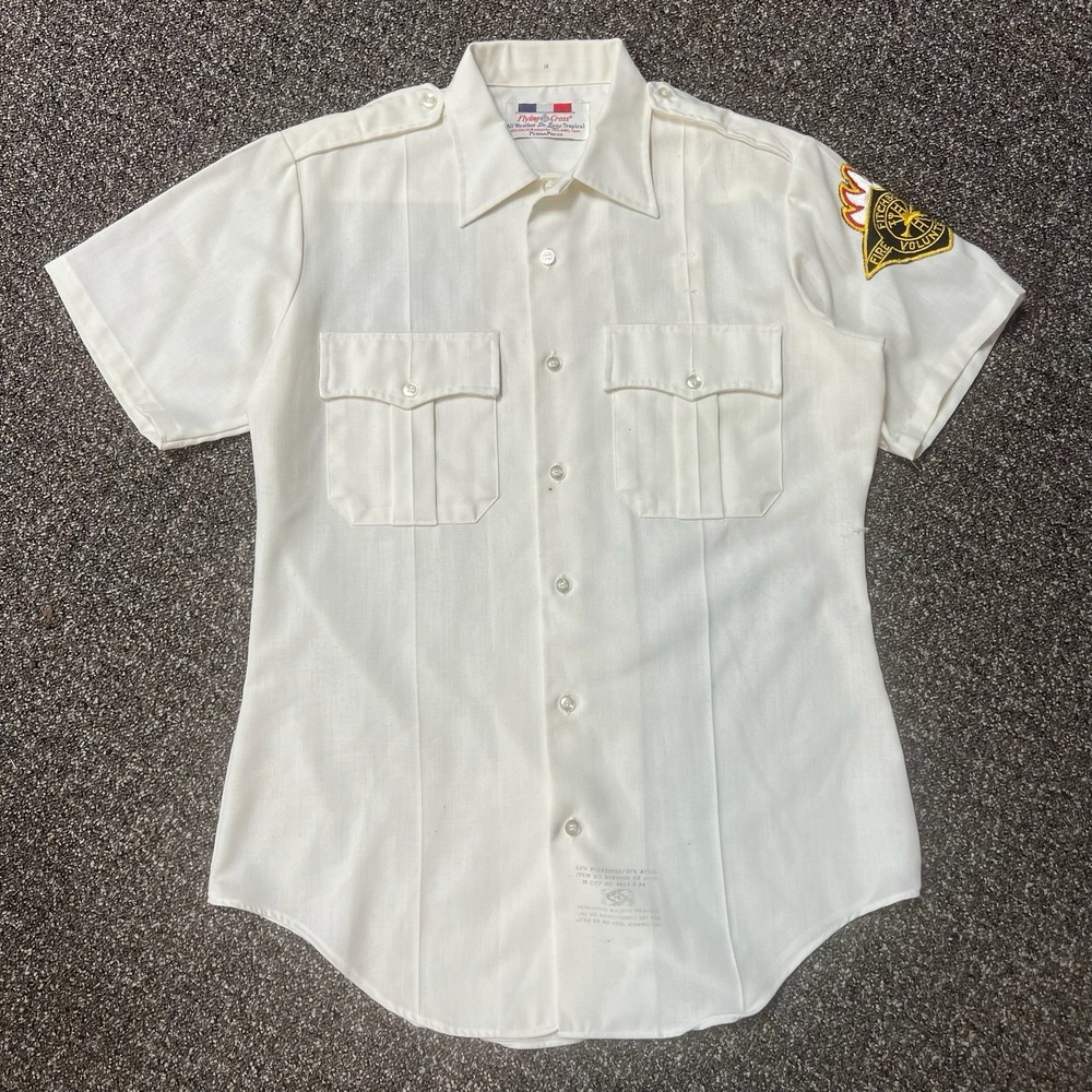 True Vintage 1960s Button Up Short Sleeve Shirt Workwear Fire Fighter Size Med